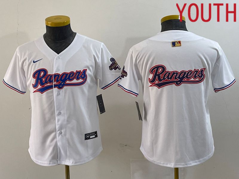 Youth Texas Rangers Blank White Champion Game Nike 2024 MLB Jersey style 4->youth mlb jersey->Youth Jersey